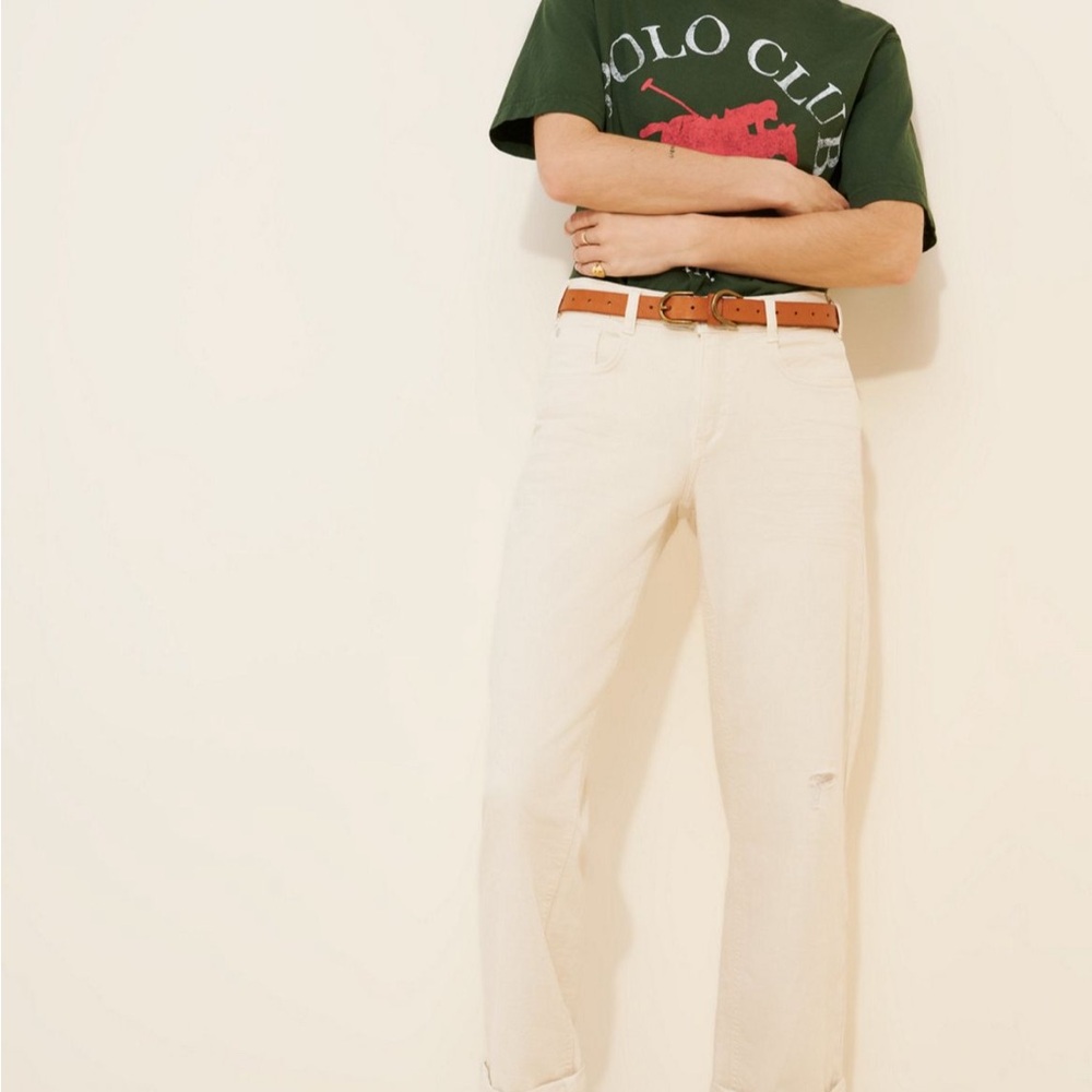 Anthropologie Pilcro Baggy Boyfriend Relaxed Jeans, Color: Neutral, Size: 28